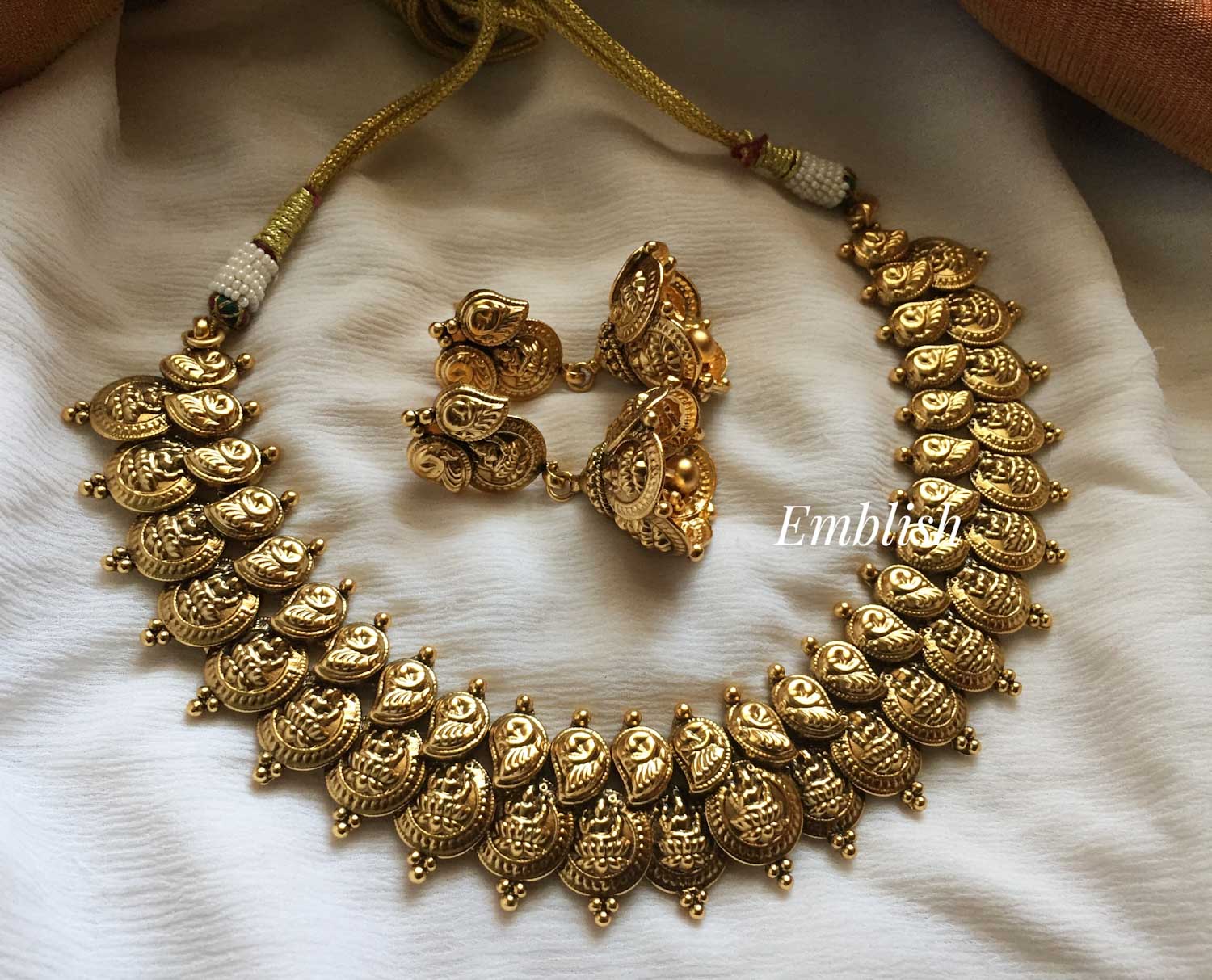 Lakshmi coin mango antique gold neckpiece